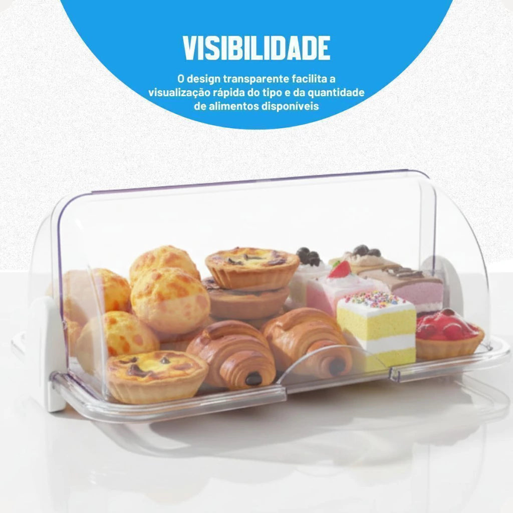 Porta-Pão Cristal com Tampa Basculante