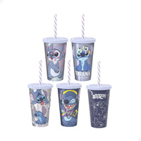 Copo com Tampa e Canudo Stitch – 500 ml (Sortido)