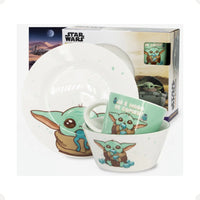 Conjunto Breakfast Baby Yoda em Cerâmica com Caneca, Bowl e Prato