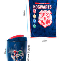 Conjunto Balde de Cinema com Manta Hogwarts