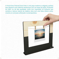 Porta-Retrato Varal Polaroide em MDF Preto