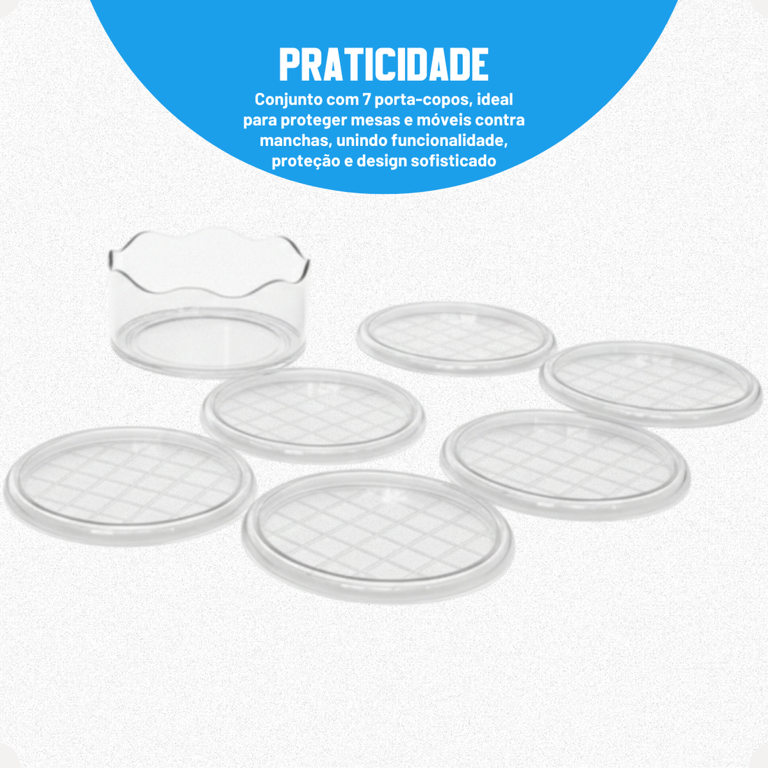 Kit Cúpula Redonda Média 23cm Cristal + Conjunto Porta Copos Cristal com 7 Peças