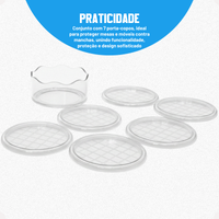 Kit Cúpula Redonda Média 23cm Cristal + Conjunto Porta Copos Cristal com 7 Peças