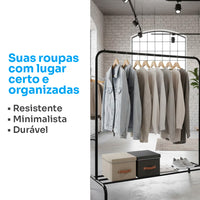 Arara Cabideiro Grande em Aço com Sapateira Integrada