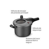 Panela de Pressão MTA 4,5 L Antiaderente-Visor de Vidro e Fechamento Externo