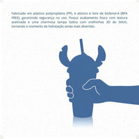 Copo Plástico Stitch com Tampa e Canudo – 500 ml (Sortido)