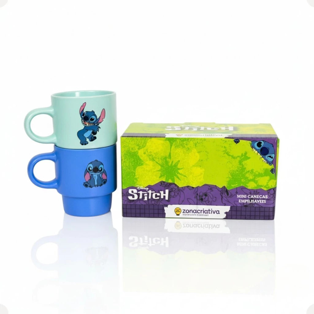 Conjunto com 2 Canecas Empilháveis Stitch – 180 ml