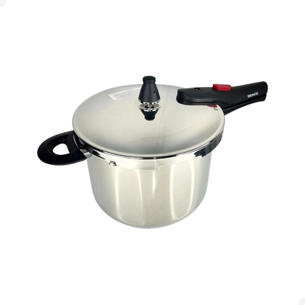 Panela de Pressão Brinox 6 L em Aço Inoxidável para Indução com 4 Travas de Segurança