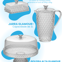 Kit Glamour Jarra 2L + Manteigueira + Boleira com Apoio