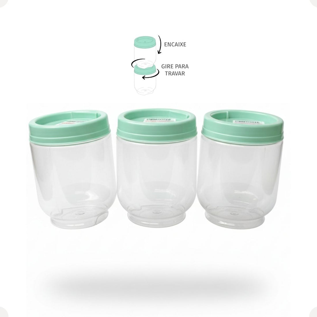 Kit Porta Condimentos Gire Trave 380ml 3 Peças Verde Agua