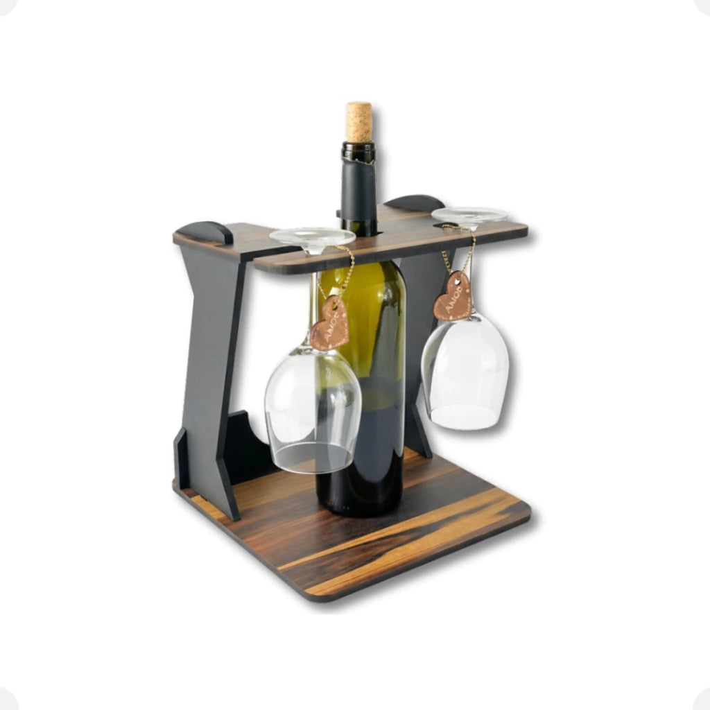 Adega de Vinho em MDF com Suporte para Garrafa e 2 Taças