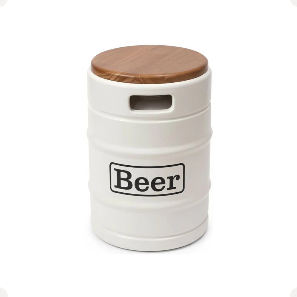 Barril Cooler Banco Branco com Tampa Marrom