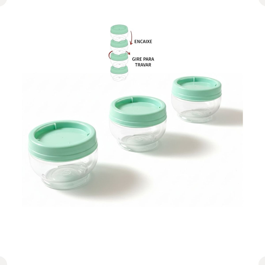 Kit Porta Condimentos Gire Trave 155ml 3 Perças Verde Agua