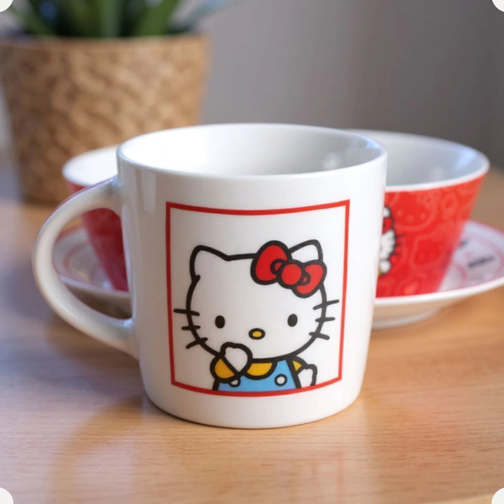 Conjunto Breakfast Hello Kitty em Cerâmica com Caneca, Bowl e Prato