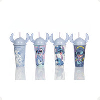Copo Plástico Stitch com Tampa e Canudo – 500 ml (Sortido)
