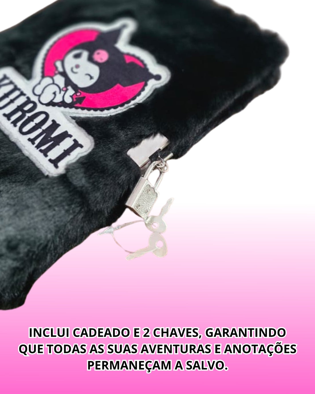 Caderno de Pelúcia com Cadeado A5 80fls Kuromi