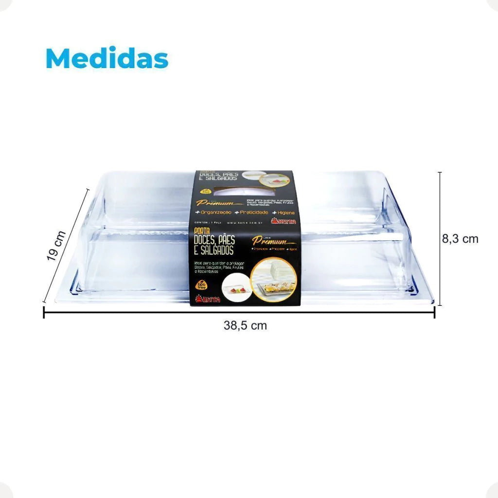 Porta-Pães em Acrílico para Doces e Salgados – 33 x 13 cm
