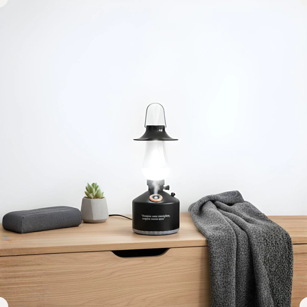 Luminária Lampião LED 3 em 1 com Umidificador