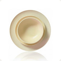Kit Mesa Posta Fibra de Bambu Bowl 600ml + Prato 20cm + Prato 27cm Bege