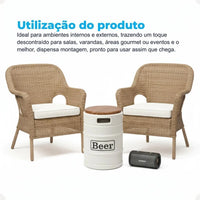 Barril Cooler Banco Branco com Tampa Marrom
