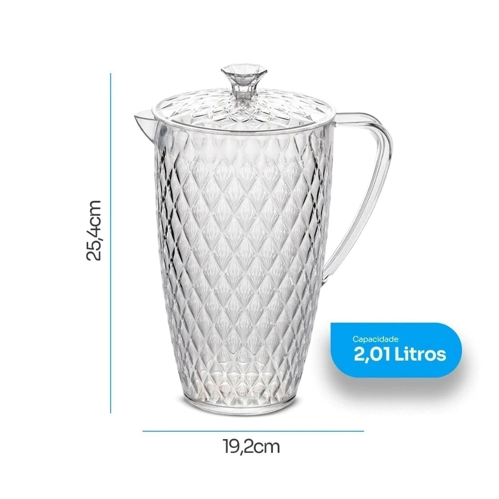 Jarra Glamour em Acrílico Cristal com Tampa – 2 L