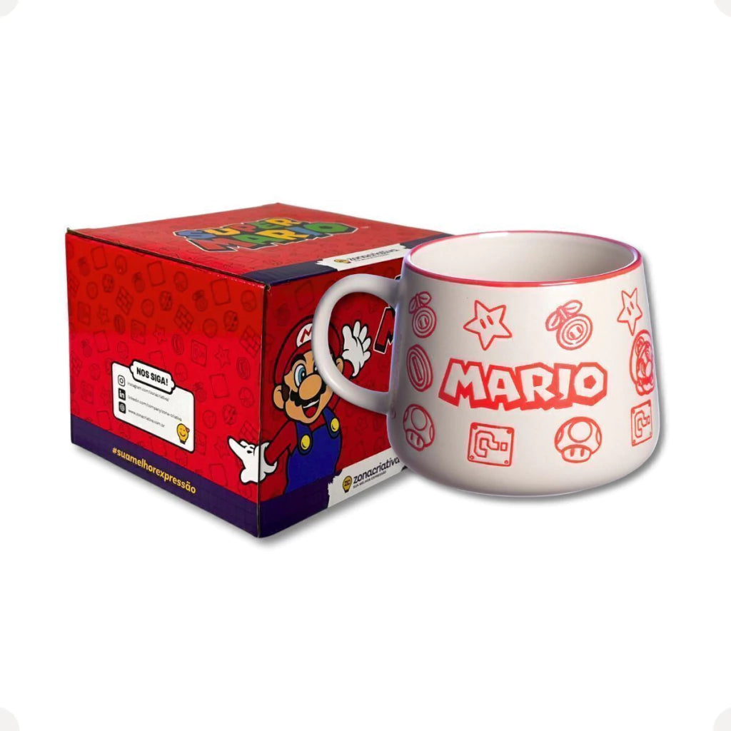 Caneca Moma Cerâmica 500ml Super Mario
