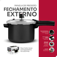 Panela de Pressão Panelux 4,5 L Antiaderente por Dentro e por Fora – Preta