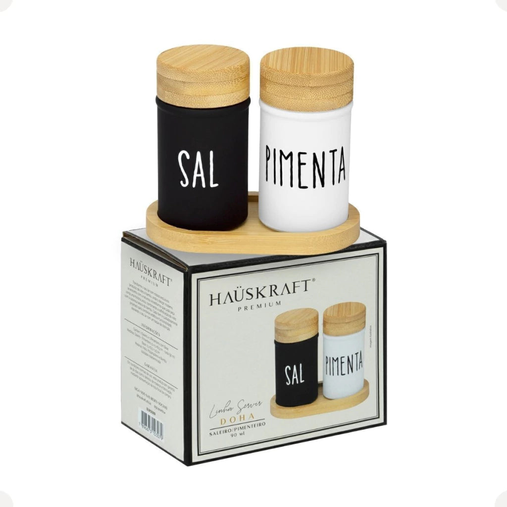 Saleiro e Pimenteiro Doha em Vidro – 3 Peças 90 ml