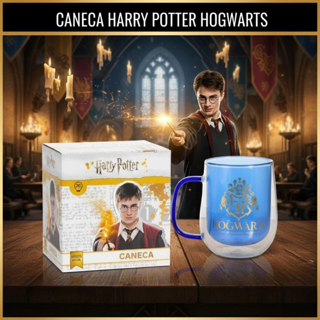 Caneca de Vidro Hogwarts Harry Potter – 300 ml