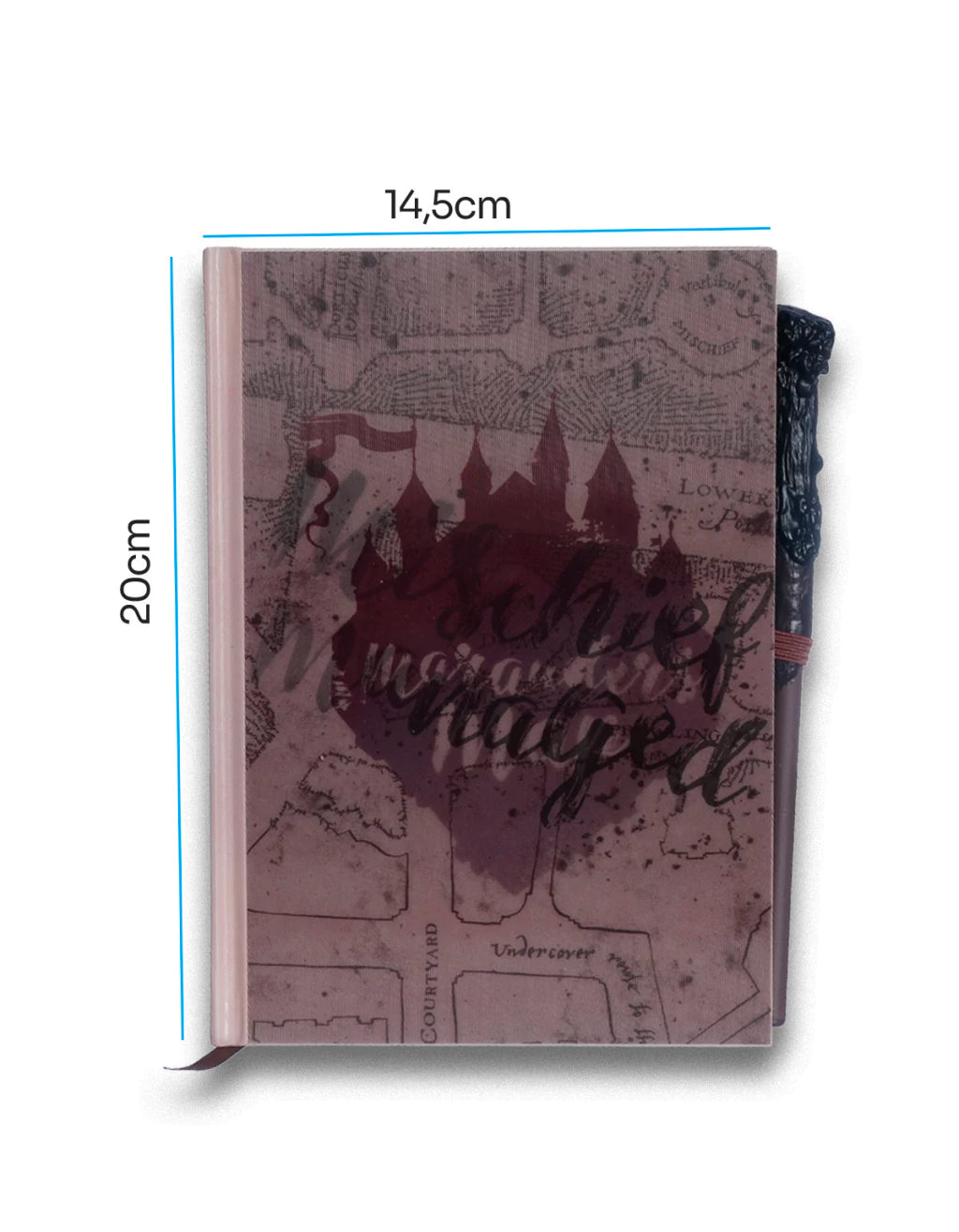 Caderno de Anotações Mapa do Maroto Harry Potter com Caneta Varinha – 21 x 14 cm