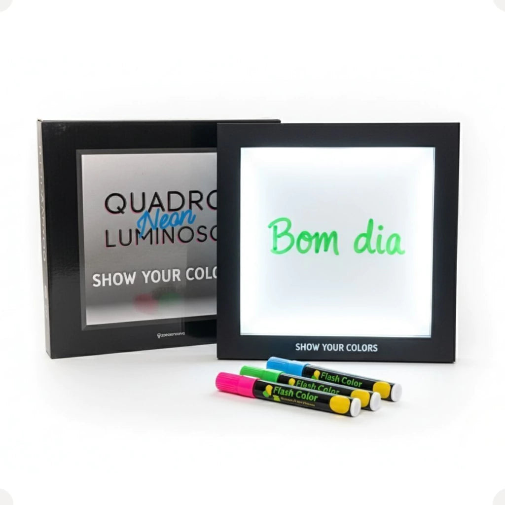 Luminária Quadro Lousa Neon com 3 Canetas