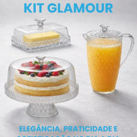 Kit Glamour Jarra 2L + Manteigueira + Boleira com Apoio