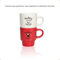 Conjunto com 2 Canecas Empilháveis Mickey e Minnie Mouse – 180 ml