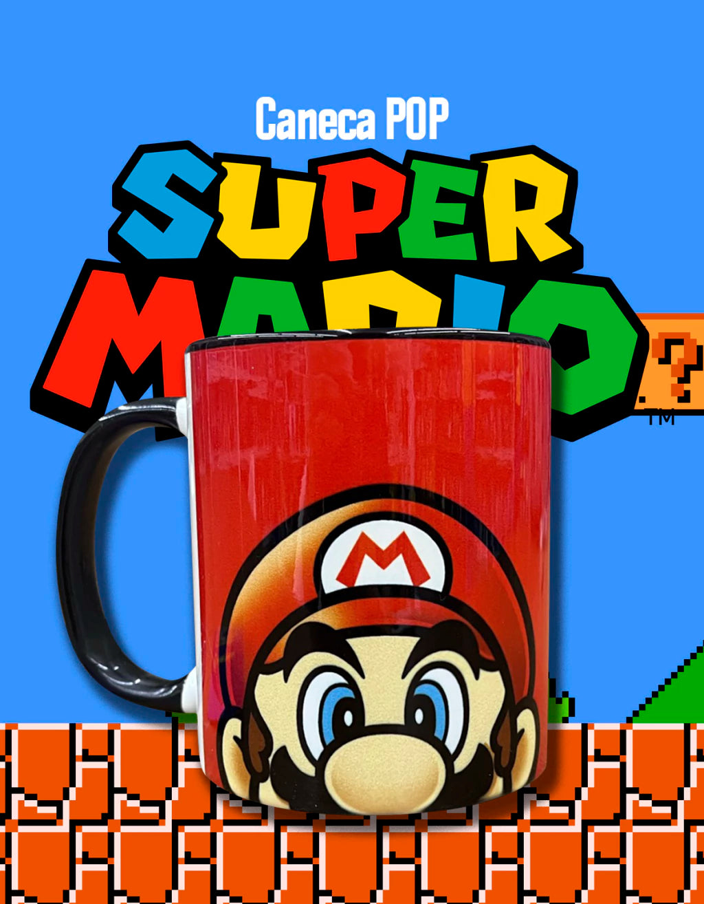 Caneca Pop Super Mario Face em Cerâmica – 350 ml