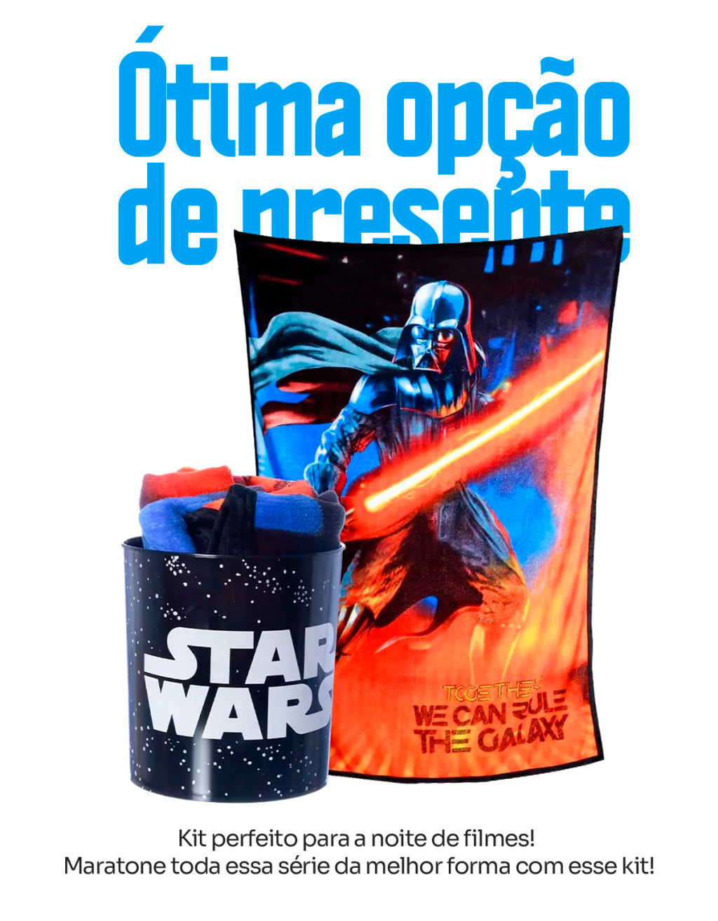 Conjunto Balde de Cinema com Manta Star Wars