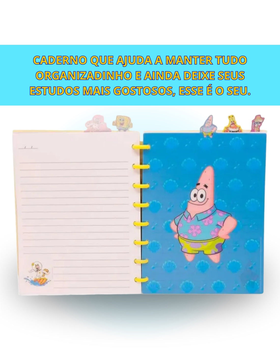 Caderno de Anotações com Divisória 21x16cm 100fls Bob Esponja
