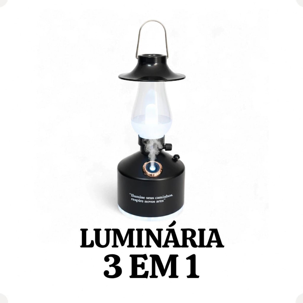 Luminária Lampião LED 3 em 1 com Umidificador