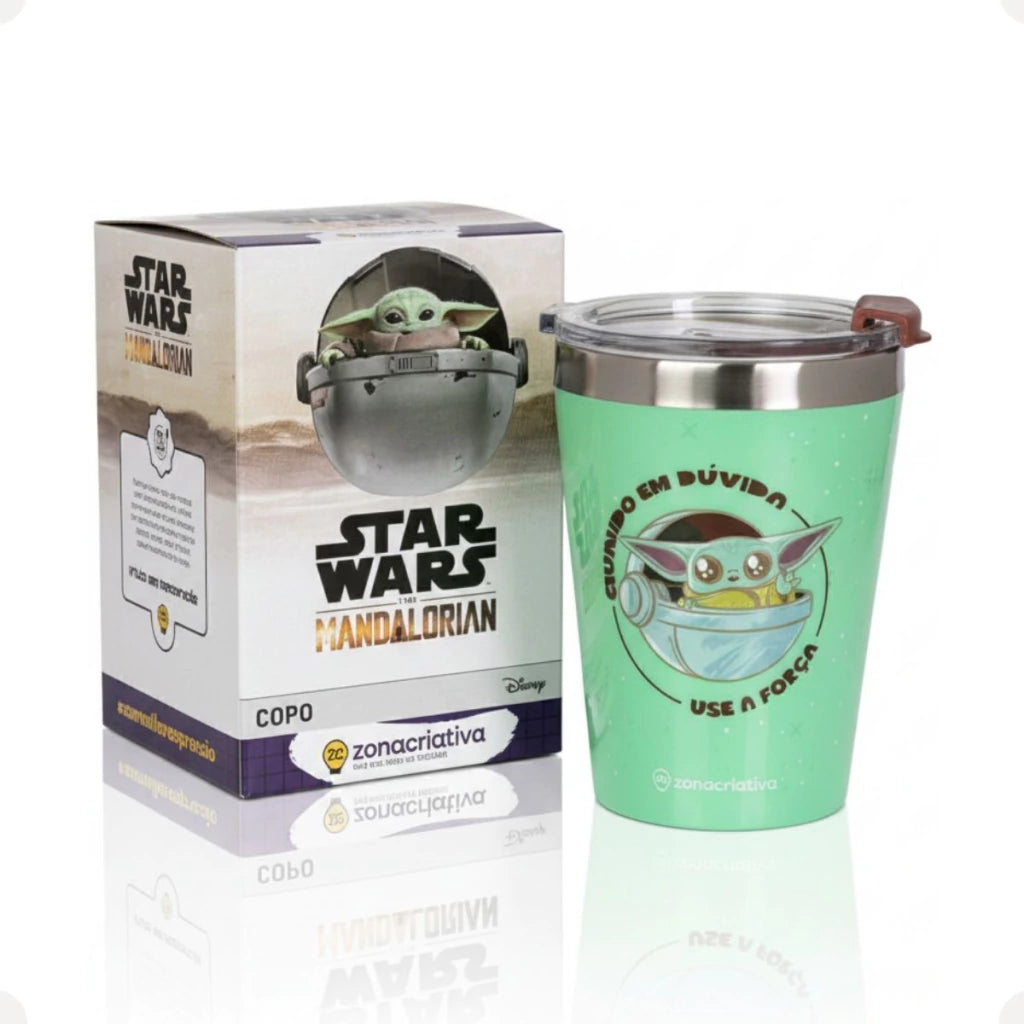 Copo de Viagem Snap com Tampa Baby Yoda – 300 ml