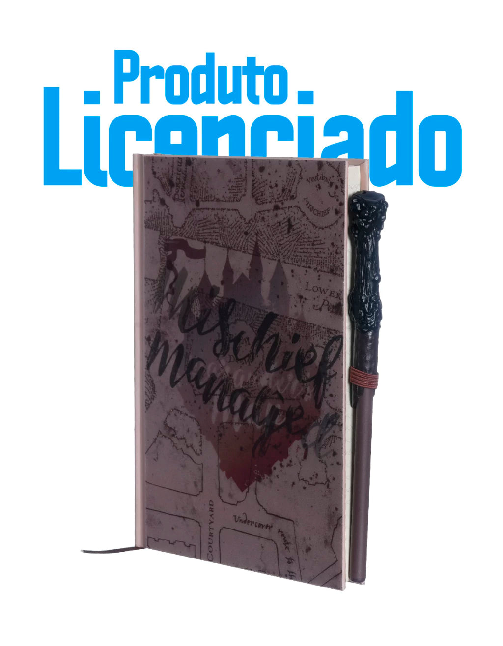 Caderno de Anotações Mapa do Maroto Harry Potter com Caneta Varinha – 21 x 14 cm