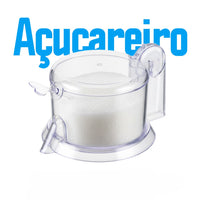 Kit Porta Bolo Trança 26cm com Porta queijo, Porta Leite, Manteigueira e Açucareiro Acrílico 5 Peças