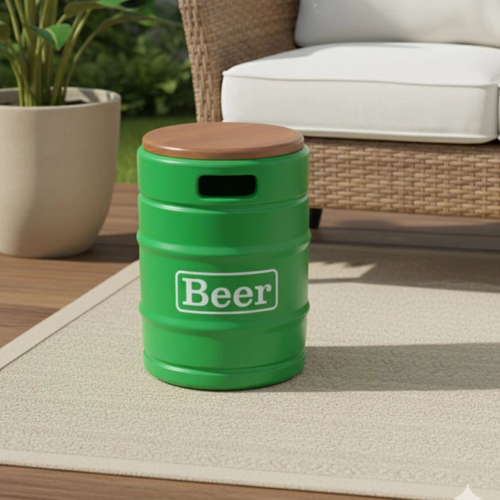 Barril Cooler Banco Verde com Tampa Marrom