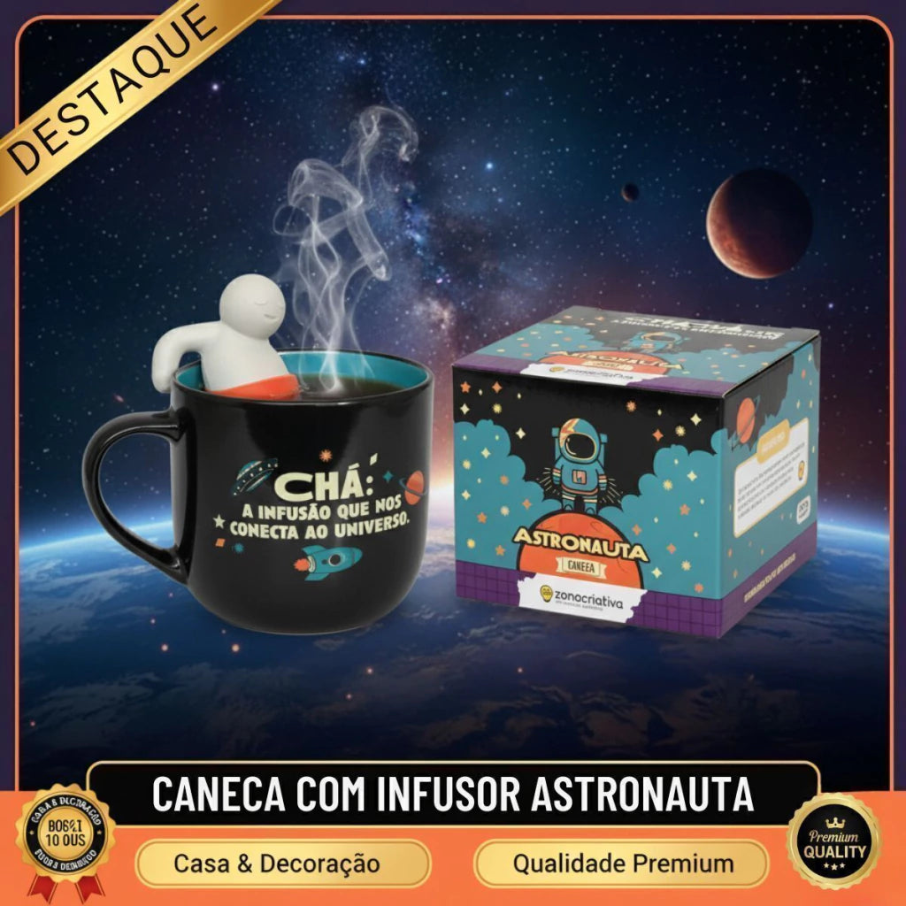 Caneca com Infusor de Chá Astronauta – 350 ml