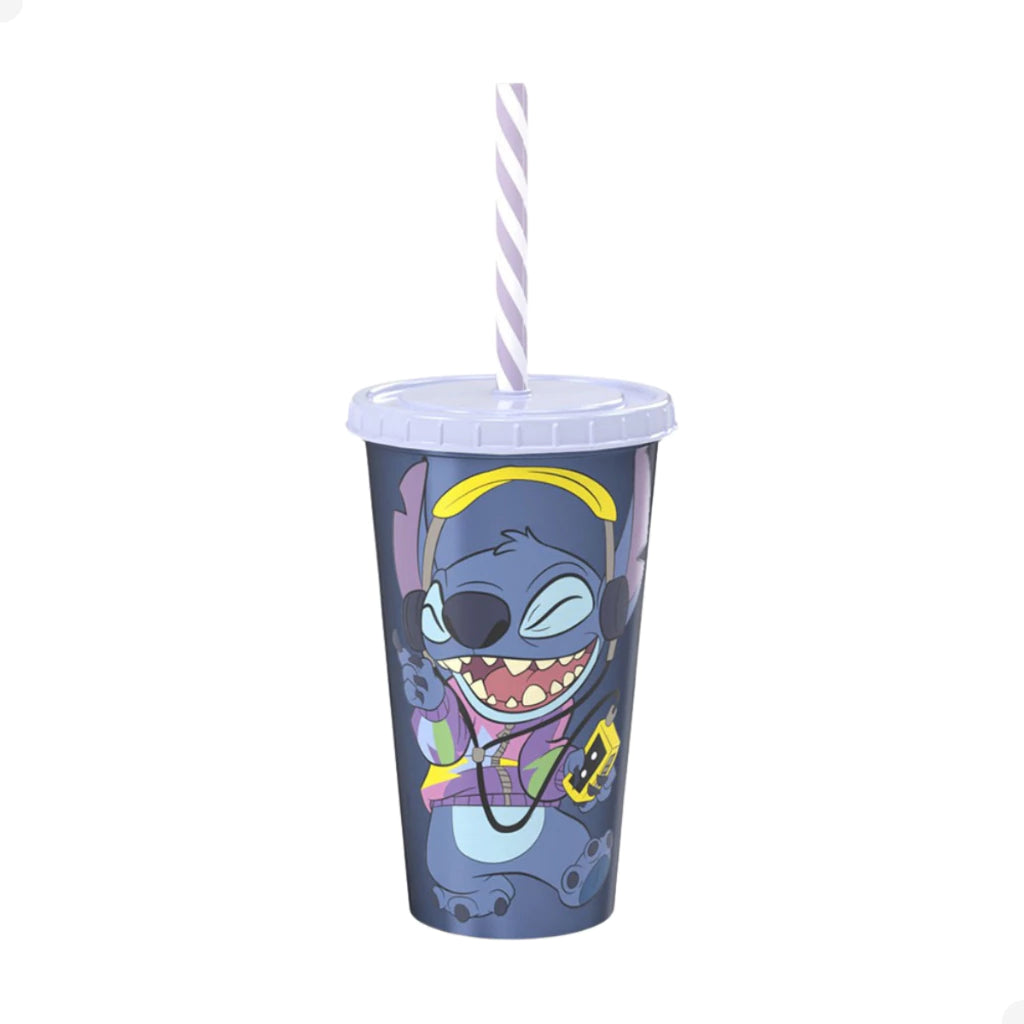 Copo com Tampa e Canudo Stitch – 500 ml (Sortido)