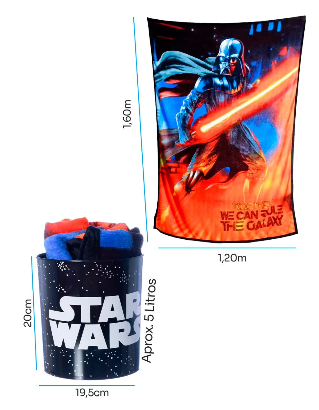 Conjunto Balde de Cinema com Manta Star Wars