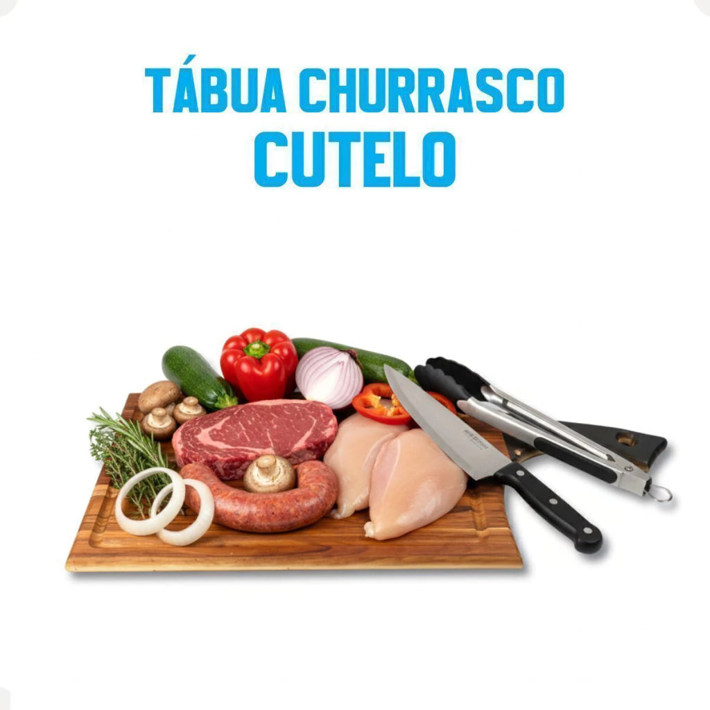 Tábua Cutelo para Churrasco com Cabo – 44 x 24 cm
