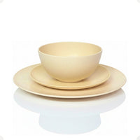 Kit Mesa Posta Fibra de Bambu Bowl 600ml + Prato 20cm + Prato 27cm Bege