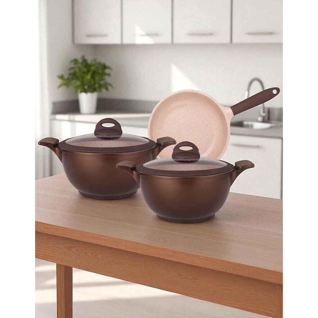 Conjunto de Panelas Belga MTA 3 Peças com Revestimento Ceramic Flon Premium