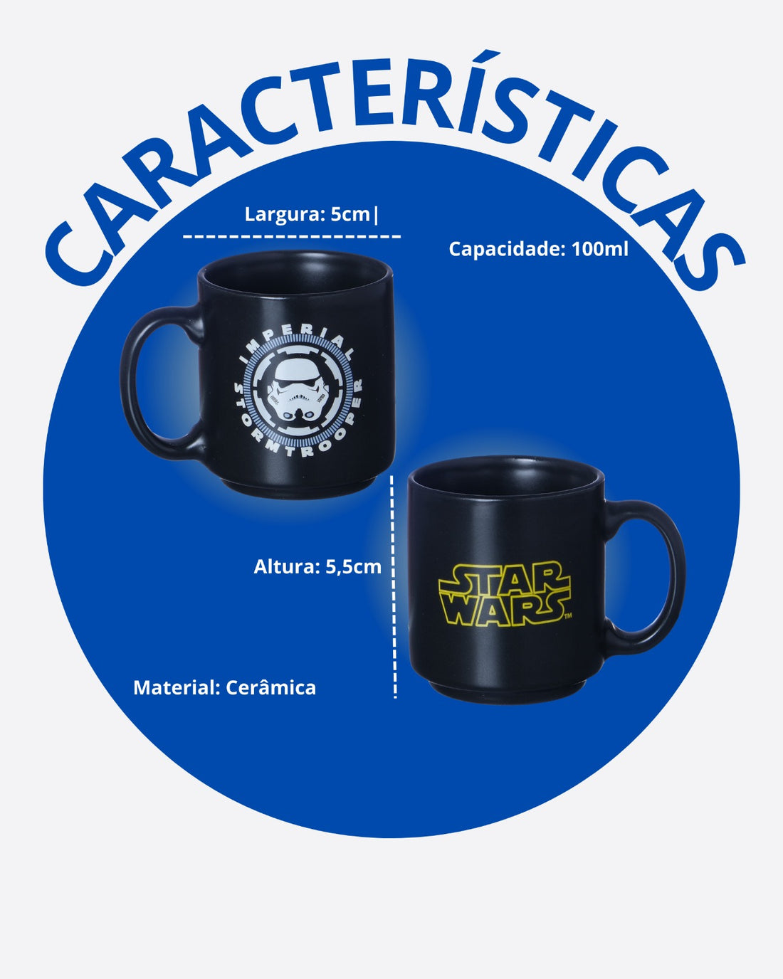 Caneca Mini Tina Cerâmica 100ml Stormtrooper