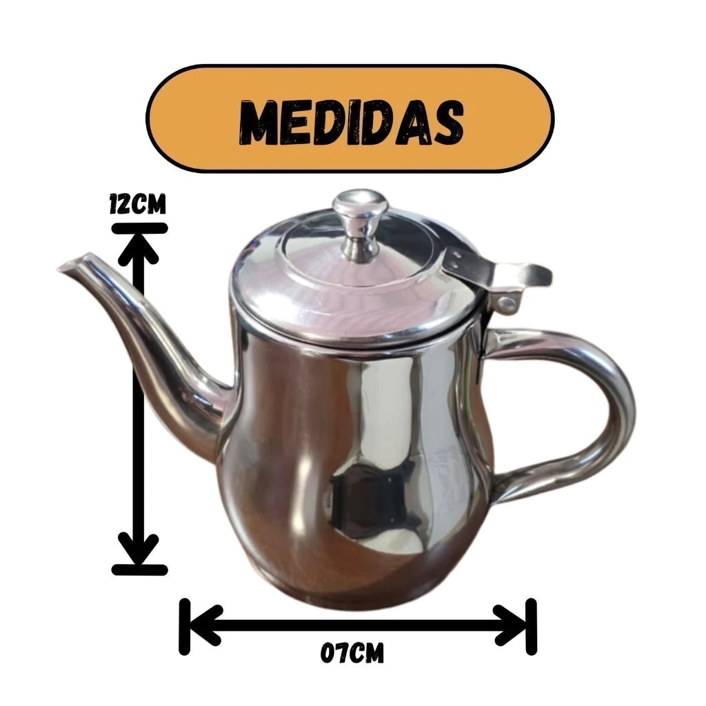 Mini Bule em Aço Inox com Tampa e Alça Fixa – 420 ml