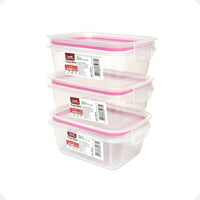 Pote Plástico Hermético com Trava – 550 ml Rosa